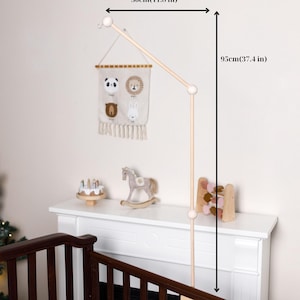 Baby mobile holder, Baby mobile arm, Wooden baby mobile stand, crib baby mobile attachment, nursery mobile stand image 1