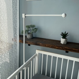 Baby mobile arm, Wooden baby mobile holder, Crib baby mobile attachment, Nursery mobile stand
