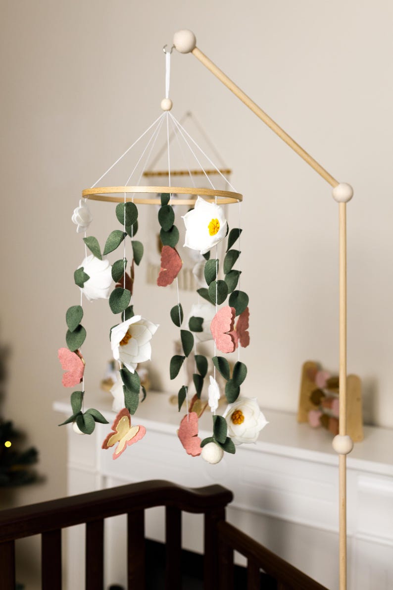 Baby mobile holder, Baby mobile arm, Wooden baby mobile stand, crib baby mobile attachment, nursery mobile stand image 4