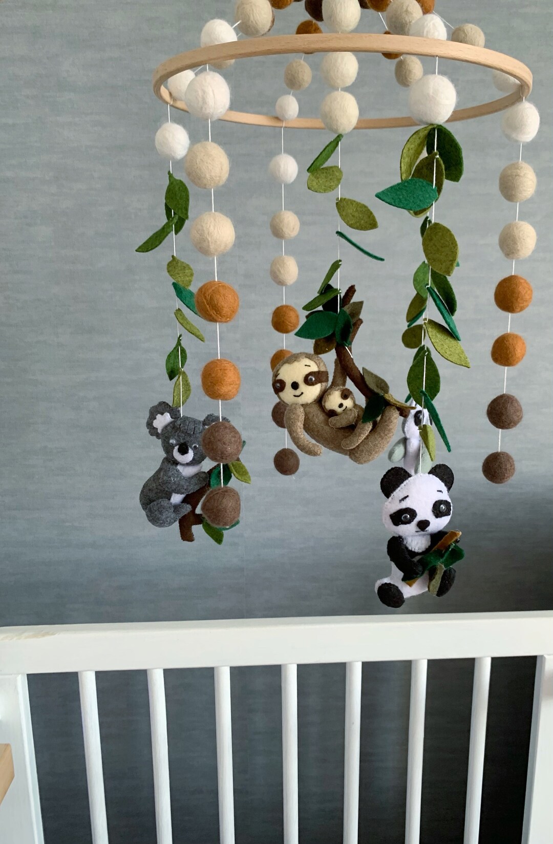 Forest Mobile, Sloth Baby Mobile, Koala Crib Mobile, Panda Nursery