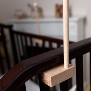 Baby mobile holder, Baby mobile arm, Wooden baby mobile stand, crib baby mobile attachment, nursery mobile stand image 11