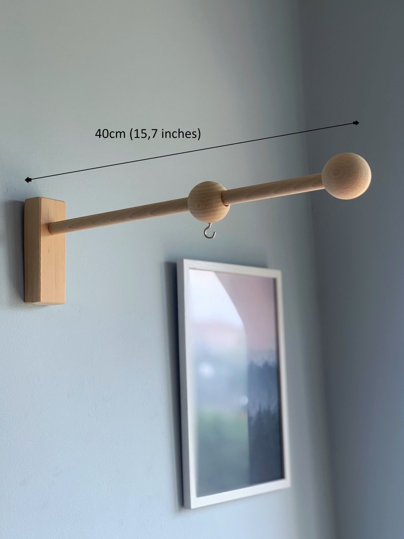 wooden wall arm for baby mobile, baby mobile holder image 1