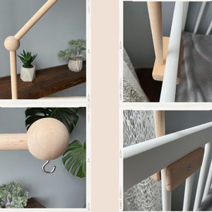 Baby mobile arm, Wooden baby mobile holder, Crib baby mobile attachment, Nursery mobile stand image 6