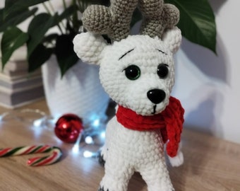 Handmade soft Christmas deer, Plush stuffed deer, Handmade animal, Handmade gift, Super soft cute crochet deer, Gift for Christmas