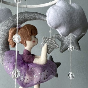 Fairy on the moon mobile, Baby mobile for nursery, Baby crib mobile for girl, girl nursery, baby shower gifts image 2