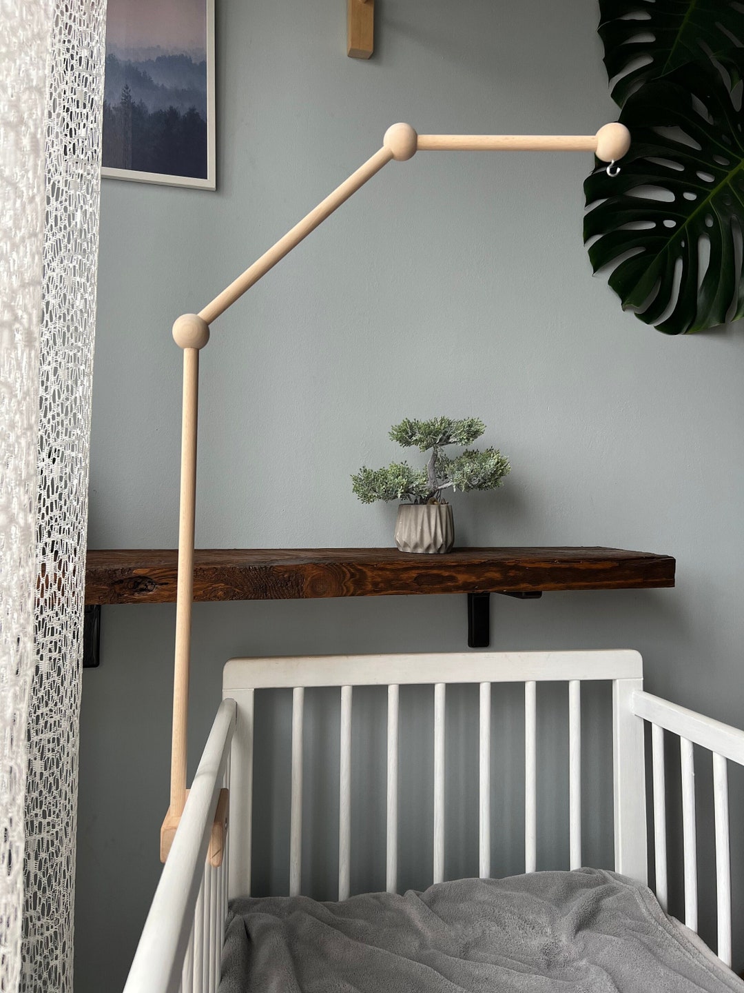 Baby Mobile Arm, Wooden Baby Mobile Holder, Crib Baby Mobile Attachment