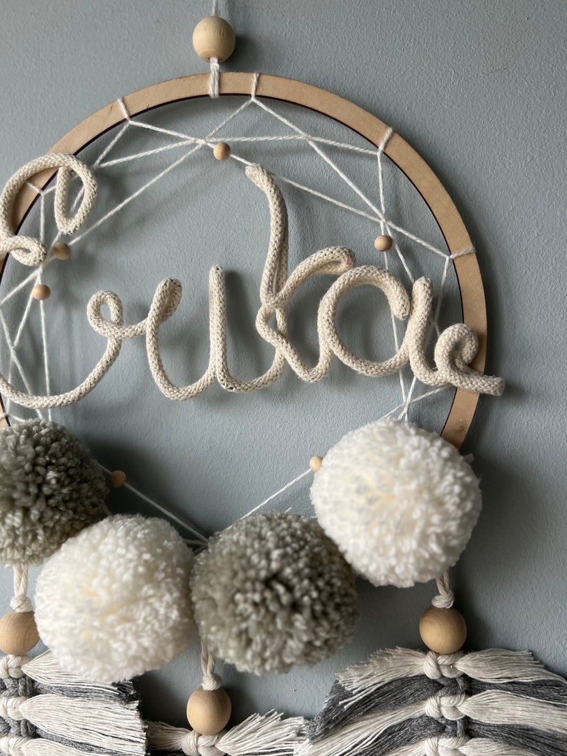 Name sign with macrame, Boho name sign, personalization name wall decor, Nursery wall decor, Name crib sign, baby shower gifts zdjęcie 2