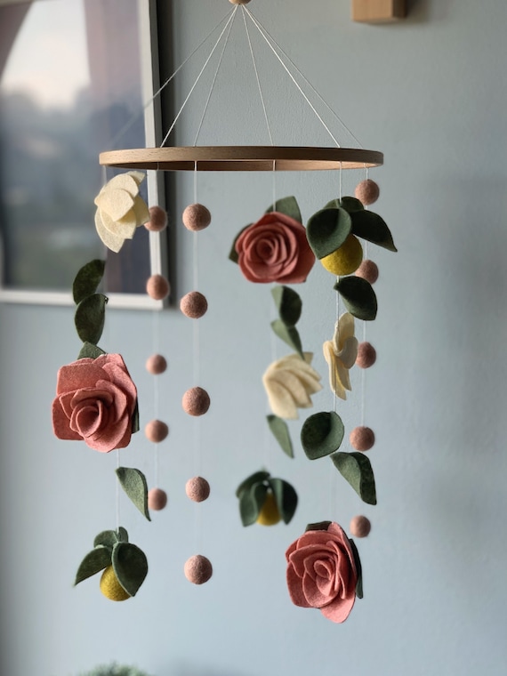 Flowers Baby Mobile Leaf Crib Mobile Green Floral Baby Mobile