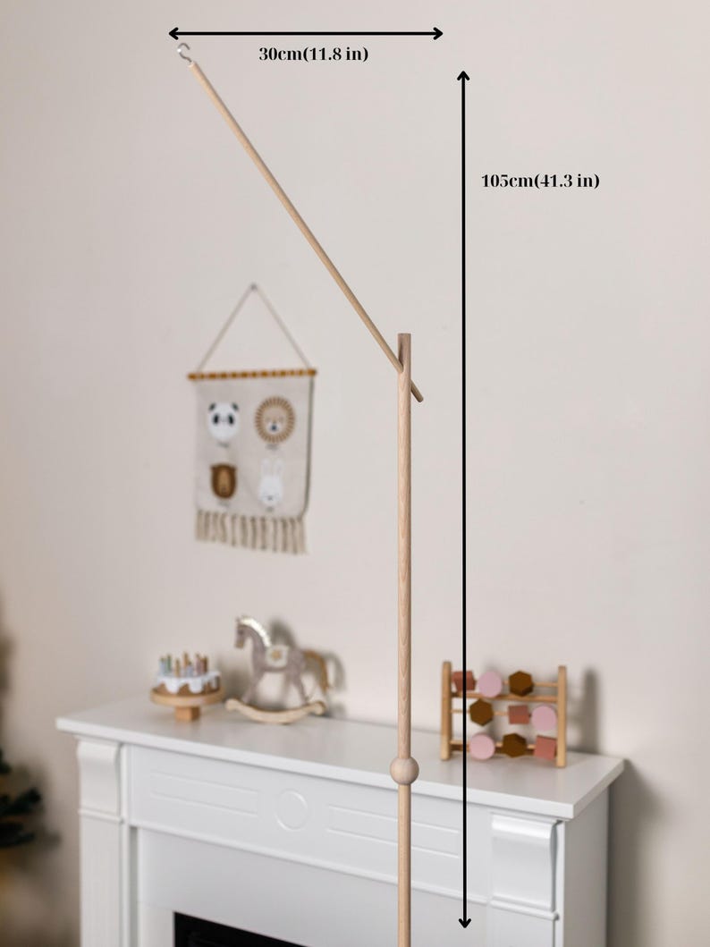 Baby mobile holder, Baby mobile arm, Wooden baby mobile stand, crib baby mobile attachment, nursery mobile stand image 3
