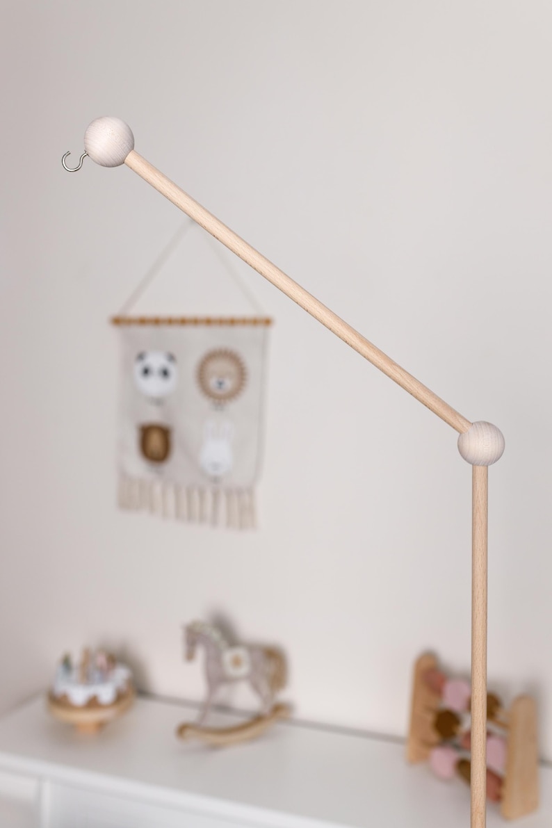 Baby mobile holder, Baby mobile arm, Wooden baby mobile stand, crib baby mobile attachment, nursery mobile stand image 6