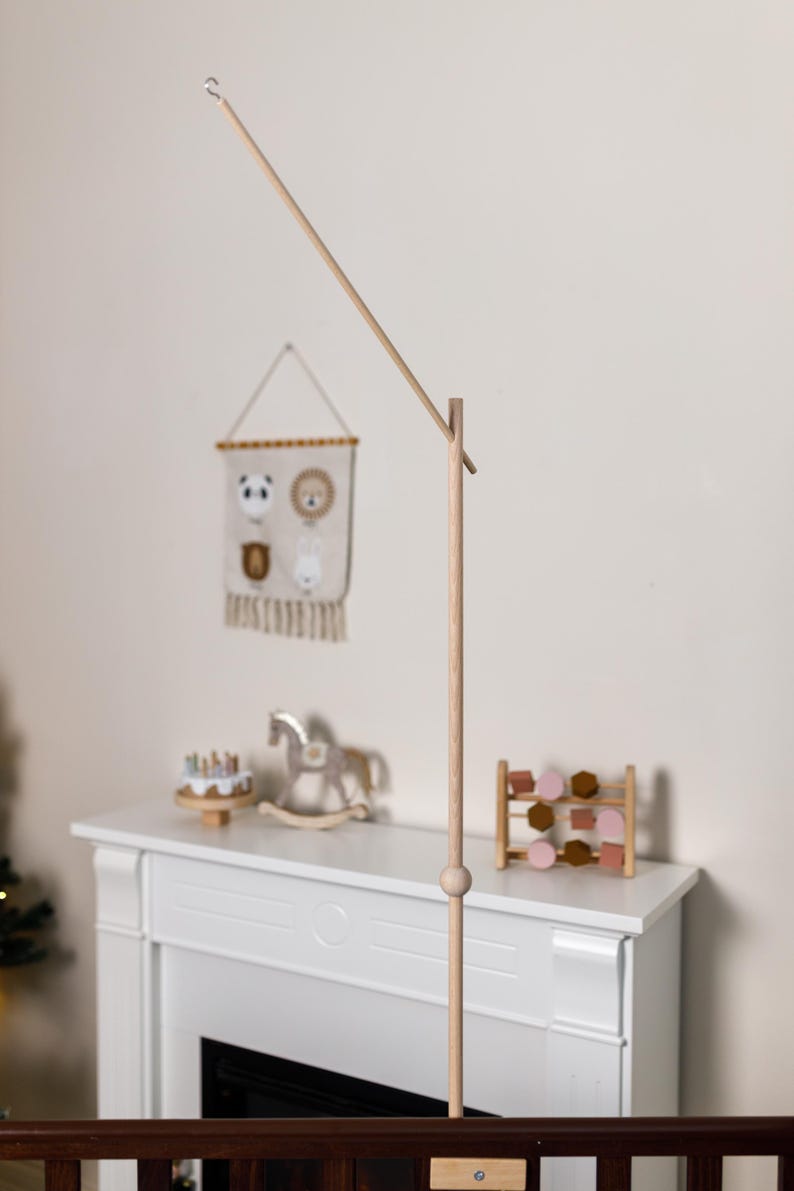Baby mobile holder, Baby mobile arm, Wooden baby mobile stand, crib baby mobile attachment, nursery mobile stand image 5