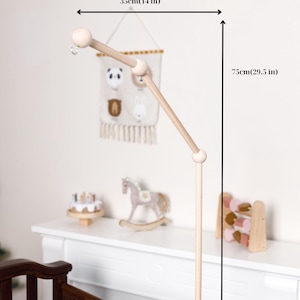 Baby mobile arm, Wooden baby mobile holder, Crib baby mobile attachment, Nursery mobile stand