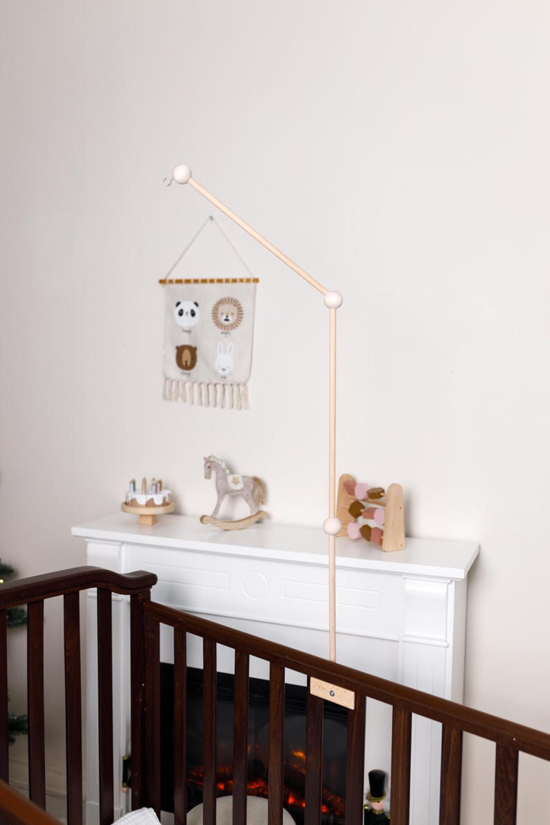 Baby mobile holder, Baby mobile arm, Wooden baby mobile stand, crib baby mobile attachment, nursery mobile stand image 8