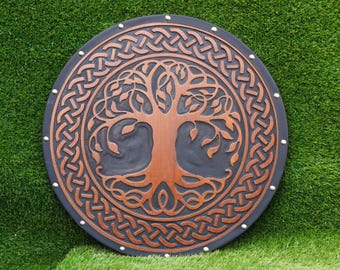 Escudo vikingo medieval: Árbol de la vida nórdico, decoración del Valhalla