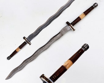 Réplica de espada vikinga de acero de Damasco forjada a mano, regalo personalizado