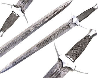 Réplica de espada vikinga de acero de Damasco forjada a mano - Regalo personalizado