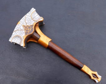 Martillo de Thor hecho a mano, réplica del Mjolnir de God of War, soporte de exhibición