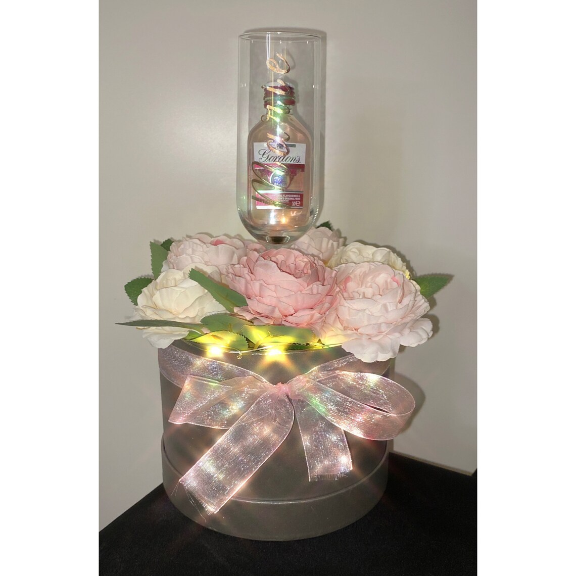 Champagne glass Flower box with lights | Etsy