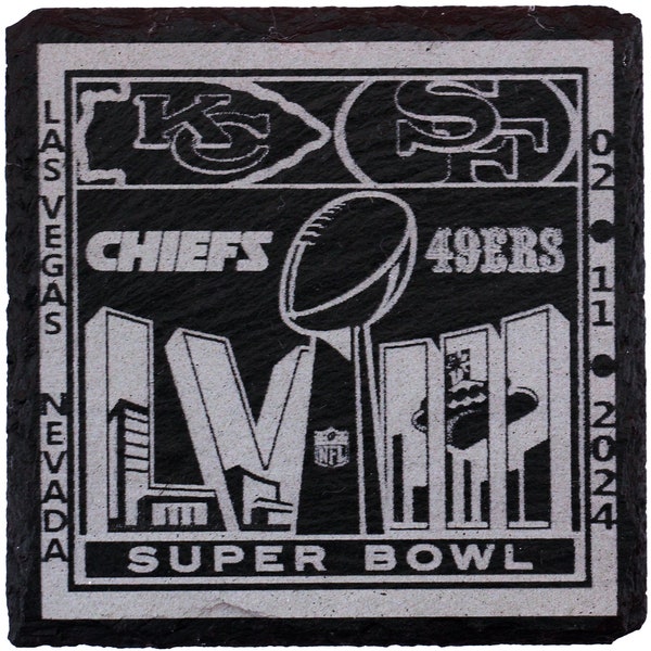 Big Game Super Bowl LVIII 58 Slate Square Party Coasters