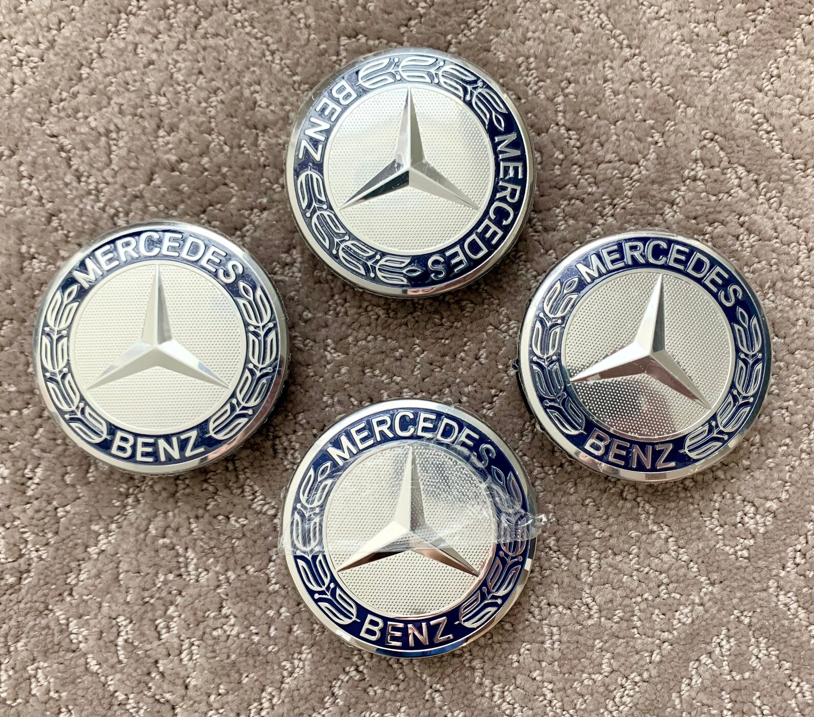 4 Pcs Mercedes Benz Wheel Center Caps Emblem 75MM Black Etsy