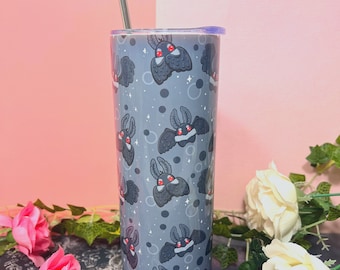 Cute Cryptid Mothman 20oz Skinny Tumbler with Metal Straw, Mothman Tumbler, Sublimated Skinny Tumbler, Stainless Steel Tumbler, Cryptid