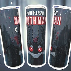 Cryptid Collection: Point Pleasant Mothman 20oz Skinny Tumbler, Cryptid Tumbler, Black and Red Insulated Tumbler