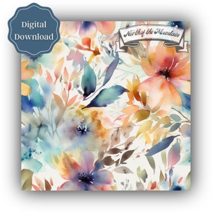 Floral Digital Paper - Seamless Pattern, Printable Scrapbook paper instant download