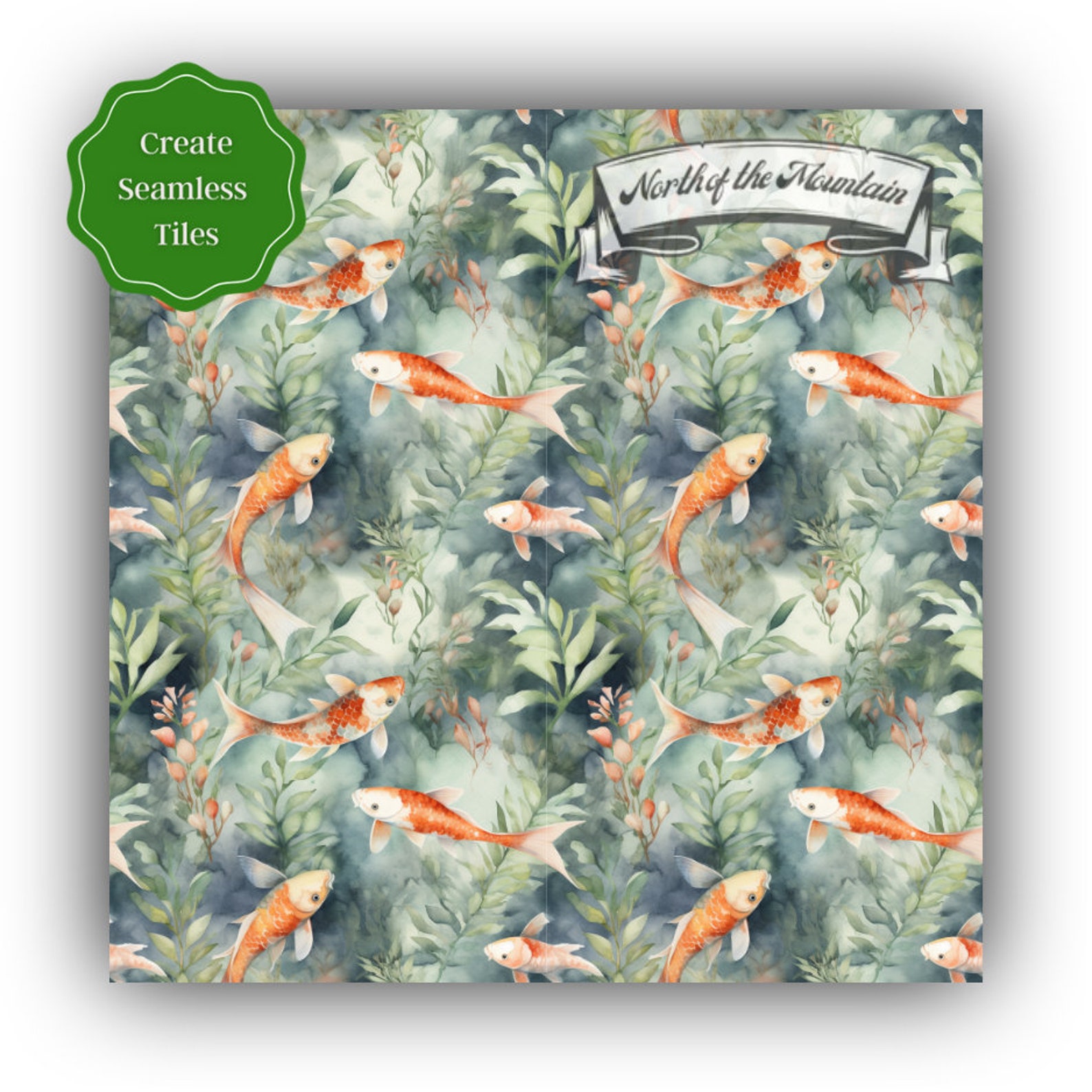 Koi Fish Digital Paper - Seamless Pattern, Printable Scrapbook Paper ...