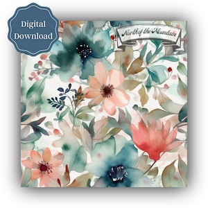 Floral Digital Paper - Seamless Pattern, Printable Scrapbook paper instant download