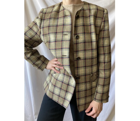 Vintage Wool Austrian Blazer Woman Spring Jacket Spring Wool Blazer 80s