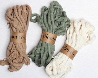 Macrame cotton cord 9mm, soft rope pack 3x7m, custom color bundle, single strand yarn for tassels, weaving, boho decor, weaving projects