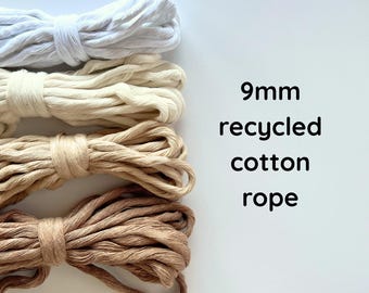 Cotton rope 9mm macrame cord chunky yarn fringe tassel weaving fiber art wall hanging diy craft cord pack boho decor texture