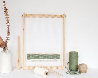 Removable frame loom with weaving accessories, choose your size, with optional stands.