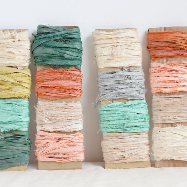 Pack de cintas de seda reciclada, 4 x 5m, elige tu paleta de color!