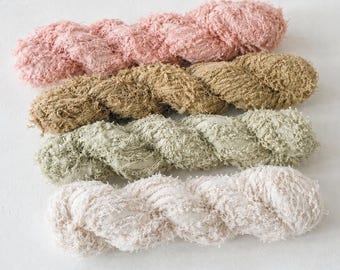 Narrow Frayed Cotton Ribbon 1cm, Cotton Frizz Yarn, Raw Edge Fabric Trim for Weaving, Macrame, Gift Wrap, Junk Journal, Boho Supply