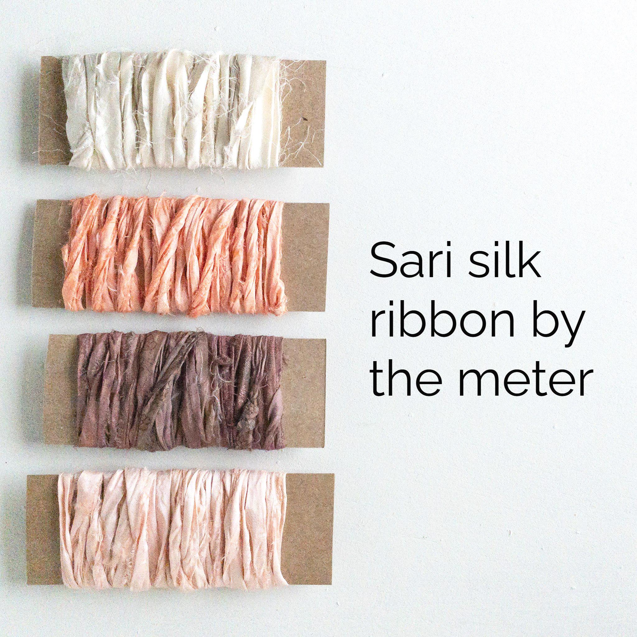 Sari silk ribbon by the meter. Silk ribbon for floral bouquets, journals, weaving, scrapbooking and more.