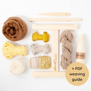 Beginner&#39;s Weaving Kit, Loom, Fibers, and Accessories,  DIY Tapestry Kit, Mixed fibers, Perfect Gift