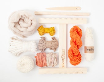 Weaving loom kit, beginners kit, learn to weave, wooden frame loom