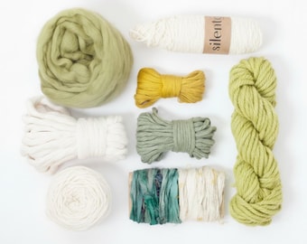weaving fiber pack – mixed yarn bundle with cotton, silk and wool for fiber art and creative textile projects