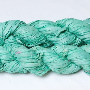 Sari silk ribbon bundle, natural fibers, recycled silk from india, choose 4 colours, fiber pack image 9