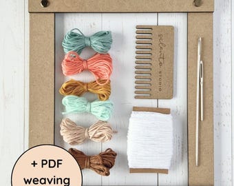 small weaving loom kit cotton yarn weaving kit beginner loom weaving starter kit mini tapestry weaving diy craft fiber art kit pdf guide