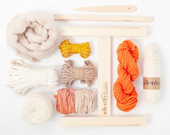 Weaving loom kit, beginners kit, learn to weave, wooden frame loom