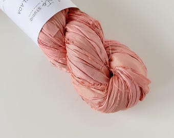 Recycled Sari Silk Ribbon, 100g Raw Edge Ribbon Skein