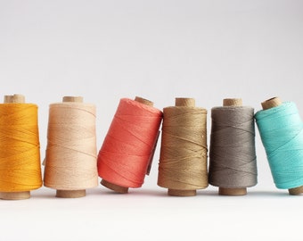 cotton warp thread 1mm, combed cotton yarn cone 100g 300m, weaving warp for loom, strong fine thread for textile crafts