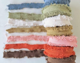 Frayed Cotton Ribbon, Cotton Frizz Yarn, Raw Edge Fabric Trim by Meter for Weaving, Macrame, Gift Wrap, Junk Journal, Boho Decor Supply
