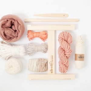 Beginner&#39;s Weaving Kit, Loom, Fibers, and Accessories,  DIY Tapestry Kit, Mixed fibers, Perfect Gift