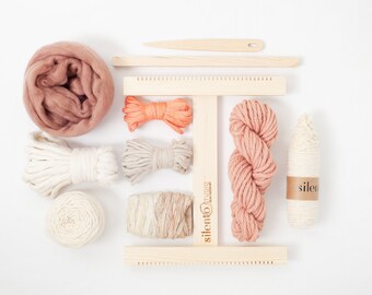 Beginner&#39;s Weaving Kit, Loom, Fibers, and Accessories,  DIY Tapestry Kit, Mixed fibers, Perfect Gift