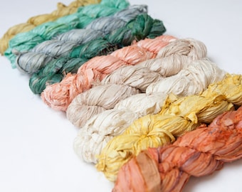 Sari Silk Ribbon - 100g Skein for Weaving, Macraweaving, and More