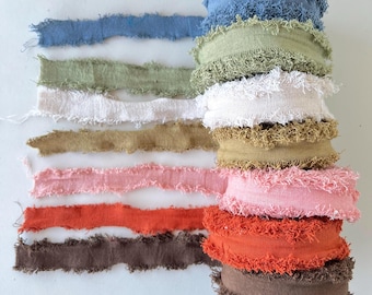 Frayed Cotton Ribbon, Cotton Frizz Yarn, Raw Edge Fabric Trim by Meter for Weaving, Macrame, Gift Wrap, Junk Journal, Boho Decor Supply