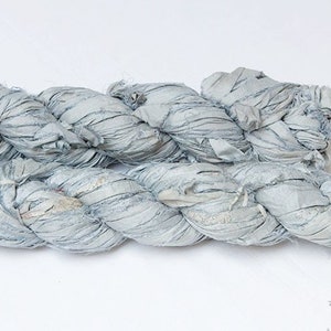 Sari silk ribbon bundle, natural fibers, recycled silk from india, choose 4 colours, fiber pack image 10